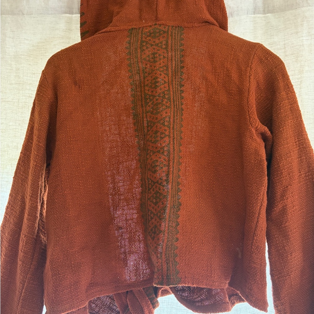 Open-Front Rust Hooded Cardigan - Picture 4 of 4